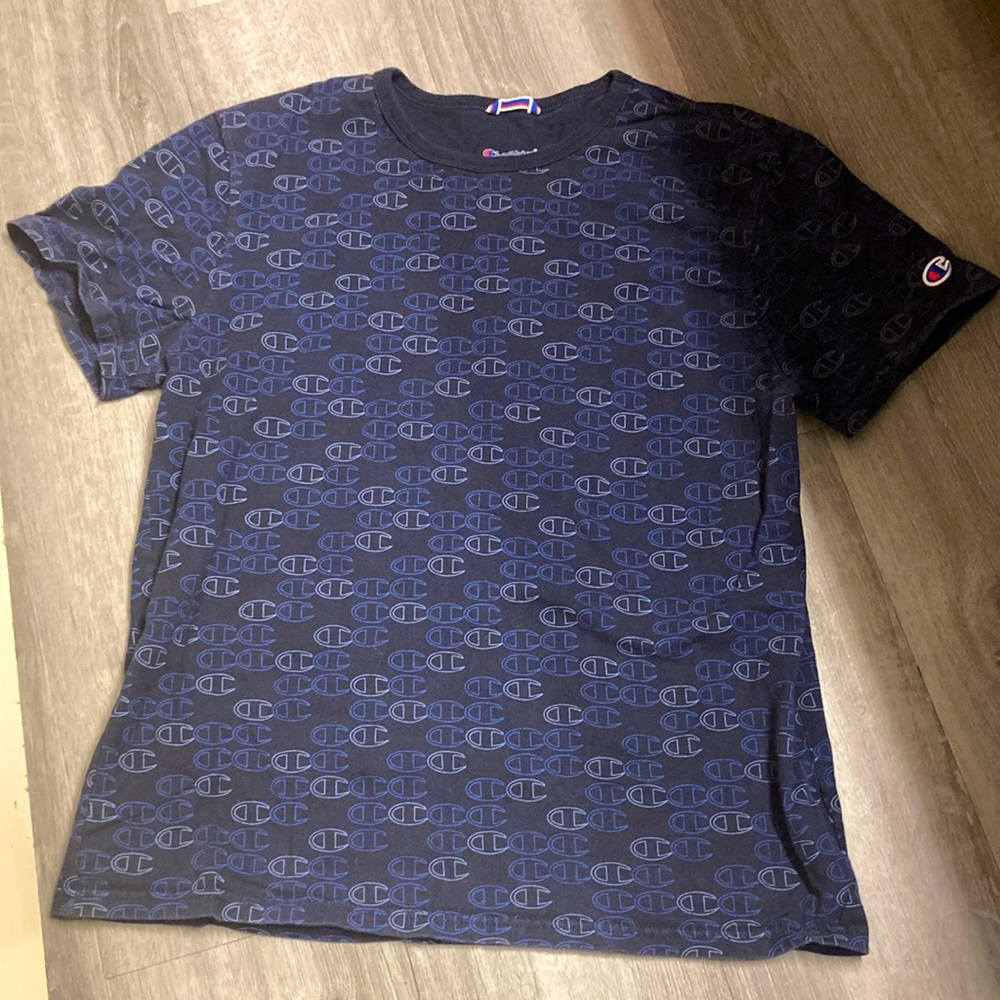 Champion Y2K 90’s Navy Blue Cotton Washed Out T-Shirt Short Sleeve L (Boy)